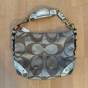 Coach Brown Tan Canvas Shoulder Bag